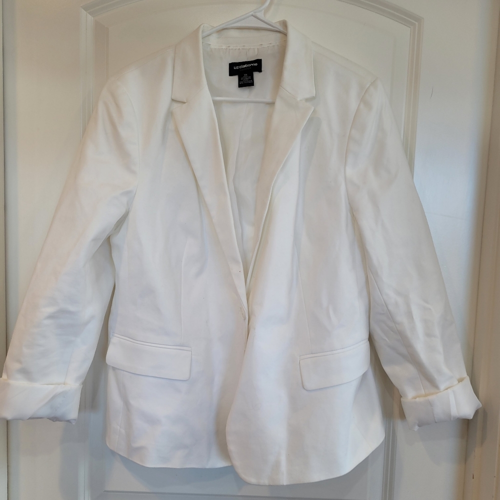 Liz Claiborne Women’s White Cotton/Spandex Blazer